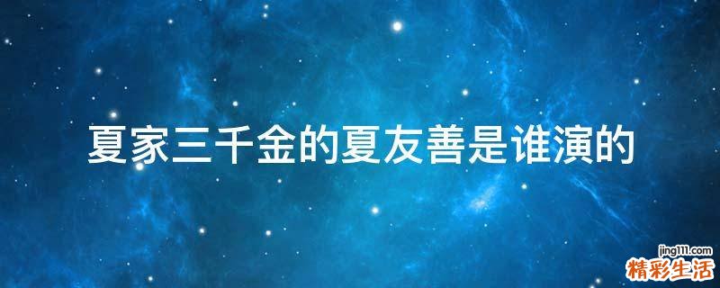 夏家三千金的夏友善是誰演的
