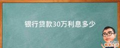 銀行貸款30萬利息多少