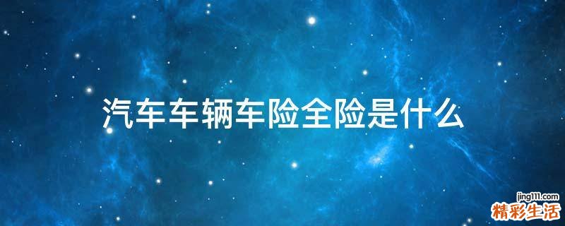 汽车车辆车险全险是什么