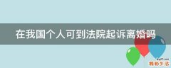 在我国个人可到法院起诉离婚吗