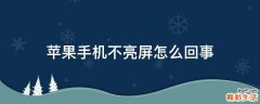 苹果手机不亮屏怎么回事
