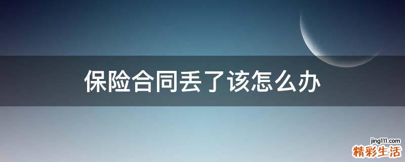 保险合同丢了该怎么办