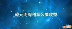 乾元周周利怎么看收益
