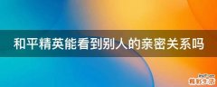 和平精英能看到别人的亲密关系吗