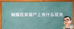 蝙蝠在家窗户上有什么征兆