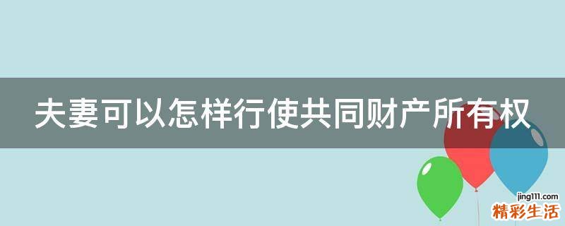 夫妻可以怎样行使共同财产所有权