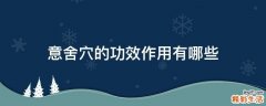 意舍穴的功效作用有哪些