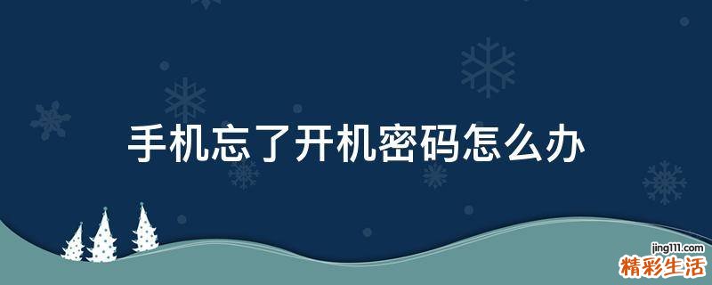 手机忘了开机密码怎么办