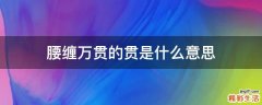 腰缠万贯的贯是什么意思