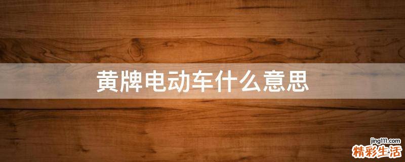 黄牌电动车什么意思