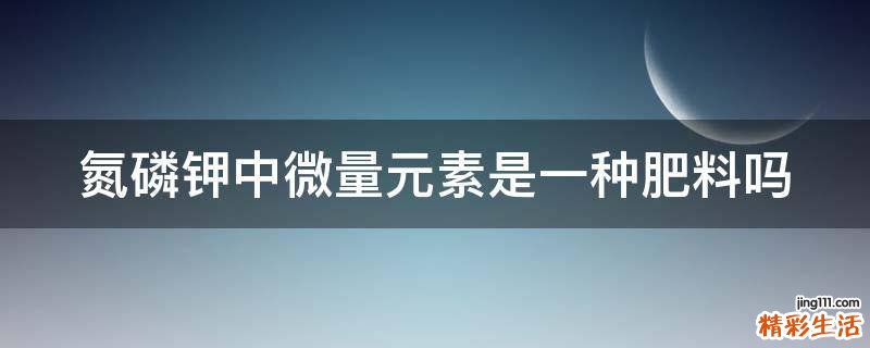 氮磷鉀中微量元素是一種肥料嗎