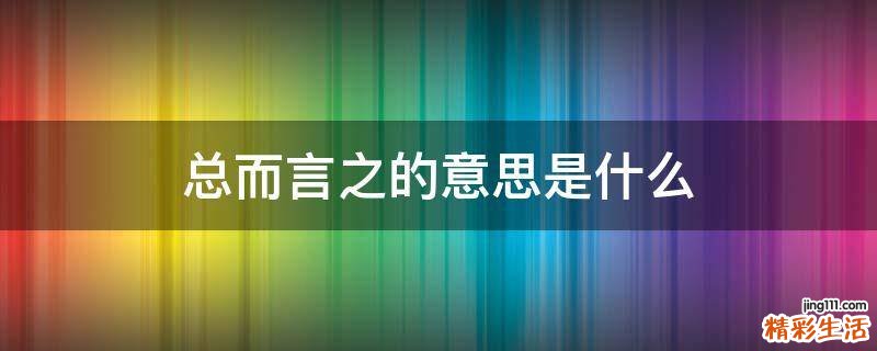 总而言之的意思是什么