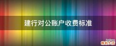 建行对公账户收费标准