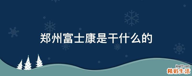 鄭州富士康是干什么的