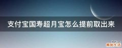 支付宝国寿超月宝怎么提前取出来
