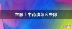 衣服上中药渍怎么去除