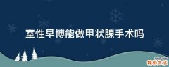 室性早博能做甲状腺手术吗