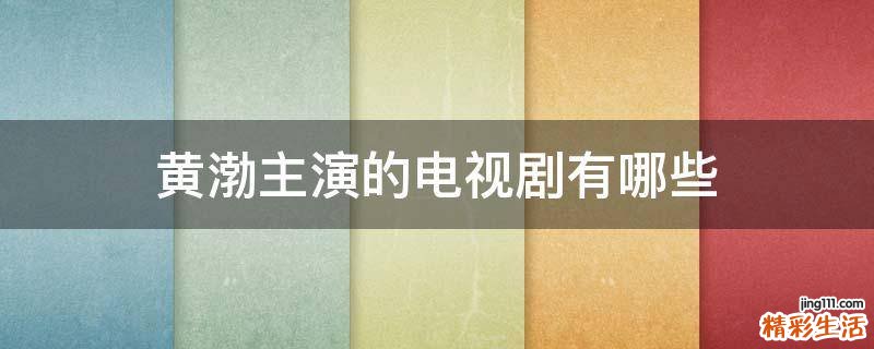 黄渤主演的电视剧有哪些