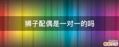 狮子配偶是一对一的吗