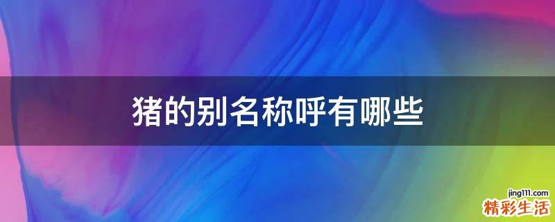 猪的别名称呼有哪些