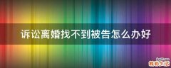 诉讼离婚找不到被告怎么办好