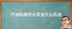 汽油机喷药水泵加什么机油