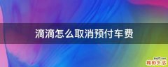 滴滴怎么取消预付车费
