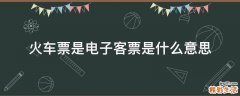 火车票是电子客票是什么意思