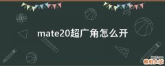 mate20超广角怎么开