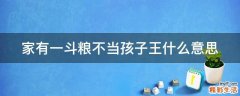 家有一斗粮不当孩子王什么意思