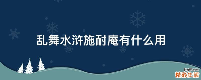 乱舞水浒施耐庵有什么用