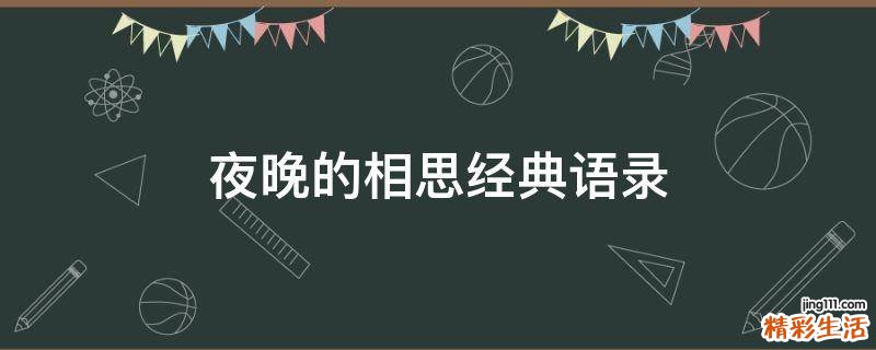 夜晚的相思经典语录