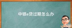 中银e贷过期怎么办