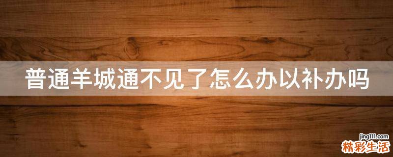 普通羊城通不见了怎么办以补办吗