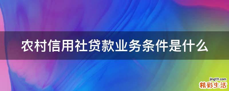 农村信用社贷款业务条件是什么