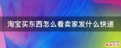 淘宝买东西怎么看卖家发什么快递
