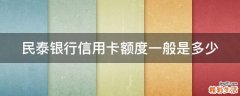 民泰银行信用卡额度一般是多少