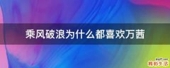 乘风破浪为什么都喜欢万茜