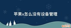 苹果x怎么没有设备管理