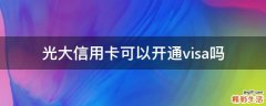 光大信用卡可以开通visa吗