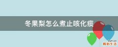 冬果梨怎么煮止咳化痰
