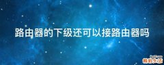 路由器的下级还可以接路由器吗