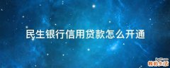 民生银行信用贷款怎么开通