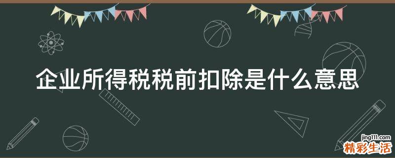 企业所得税税前扣除是什么意思