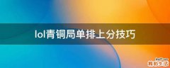 lol青铜局单排上分技巧
