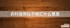 农村信用社不转汇什么意思