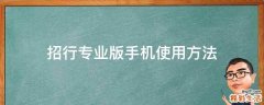招行专业版手机使用方法