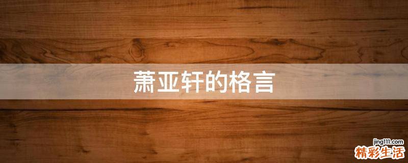 萧亚轩的格言