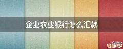 企业农业银行怎么汇款
