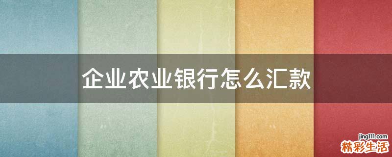 企业农业银行怎么汇款